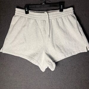 Abercrombie & Fitch Womens XL Fleece Sweat Shorts Grey Drawstring Pockets Preppy